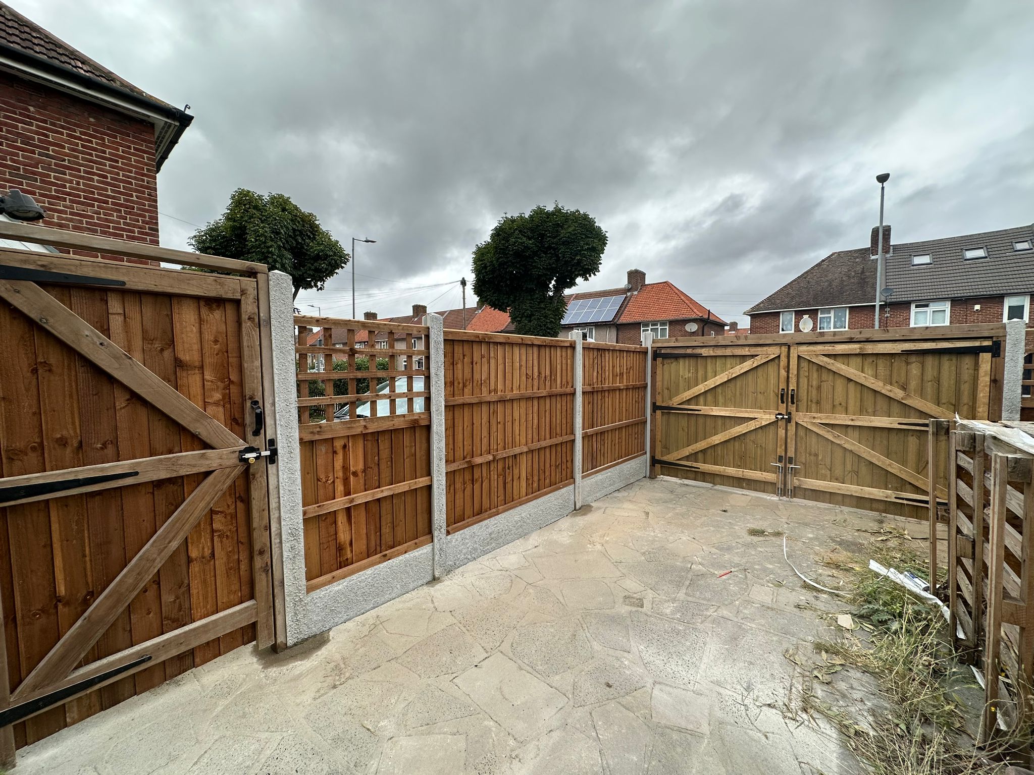 Timber fencing with gate