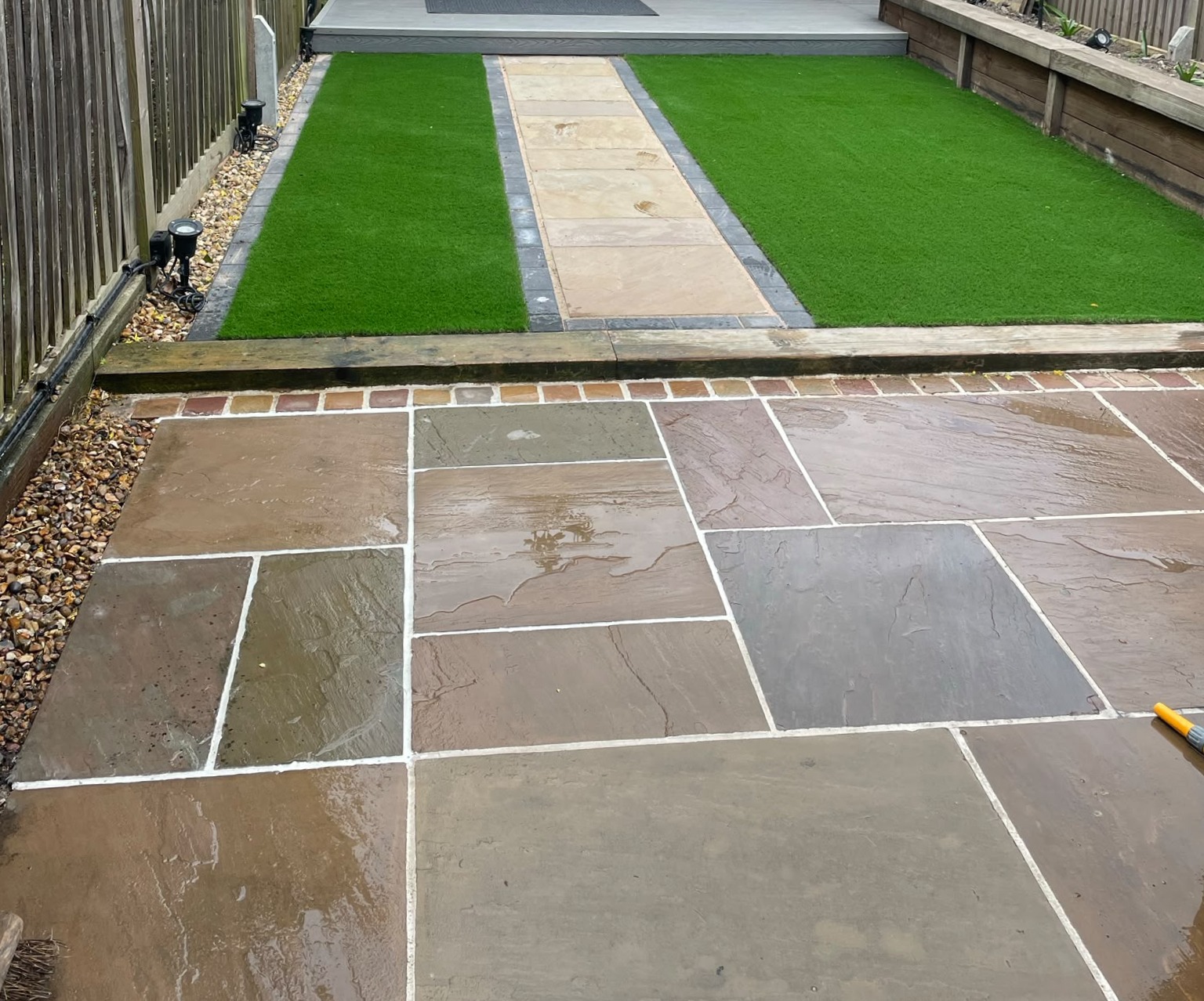 Garden transformation with patio and artificial turf